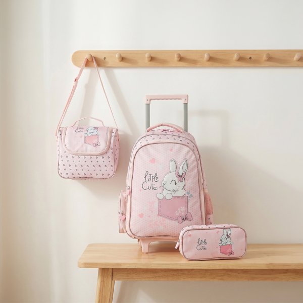 Juniors Rabbit Print 3-Piece School Trolley Bag Set