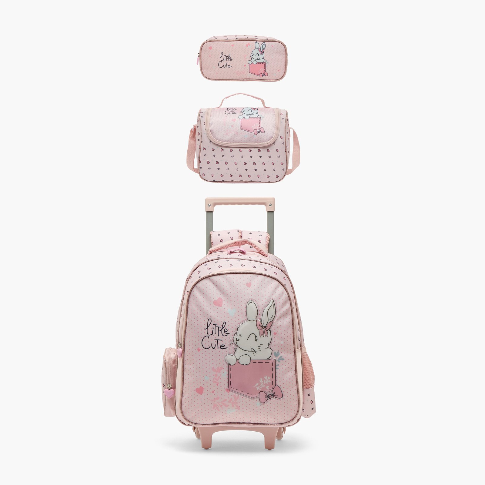 Juniors Rabbit Print 3-Piece School Trolley Bag Set2