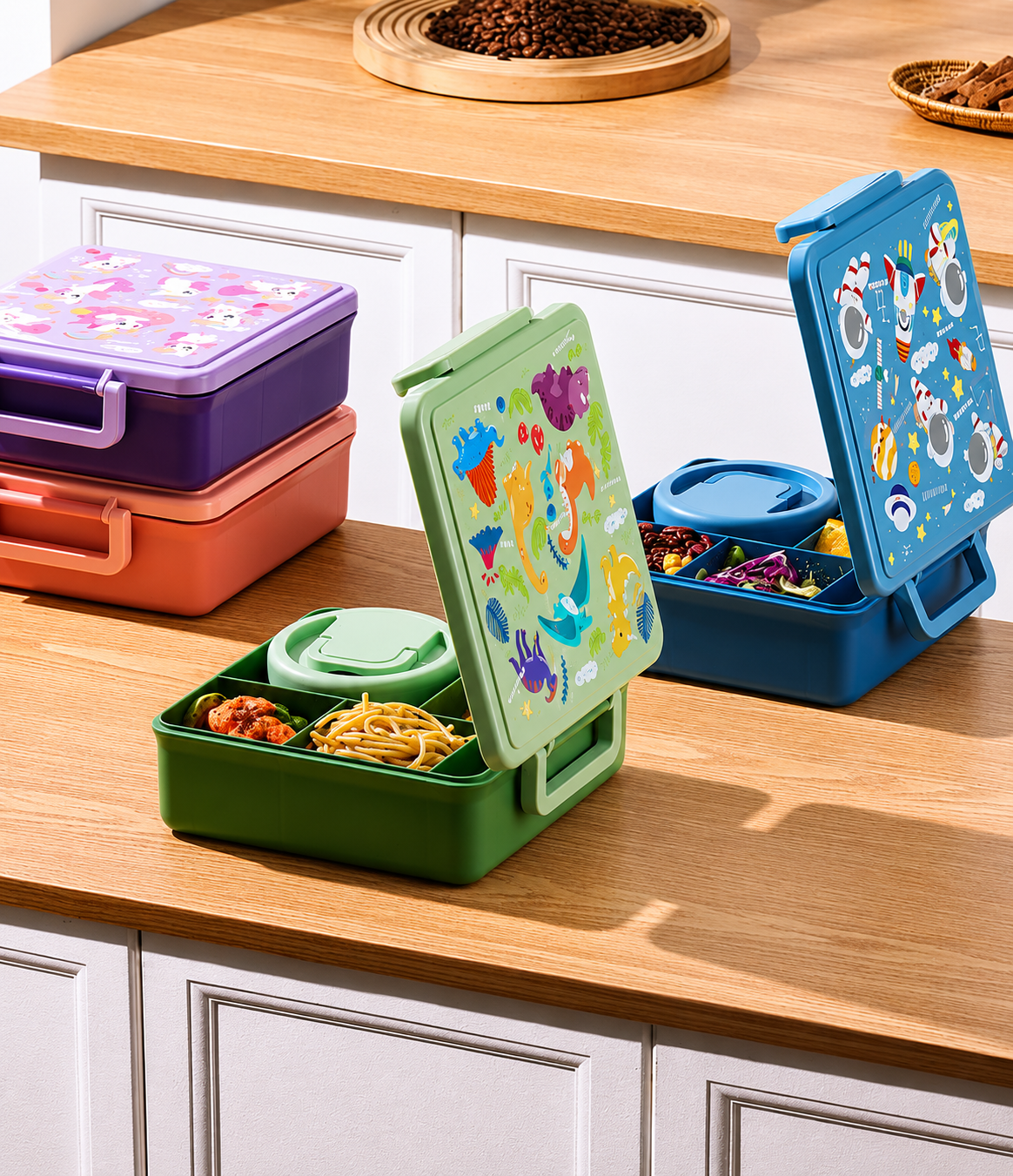 Kids 5-Compartment Lunch Box with Soup Bowl – 1800ml3
