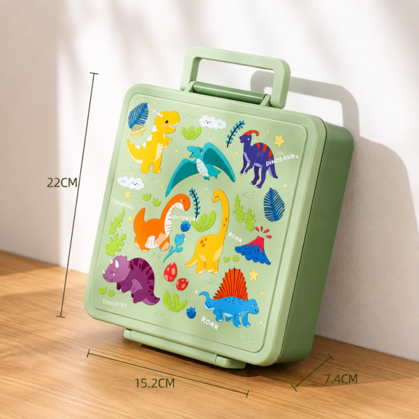 Green Kids 5-Compartment Lunch Box with Soup Bowl – 1800ml