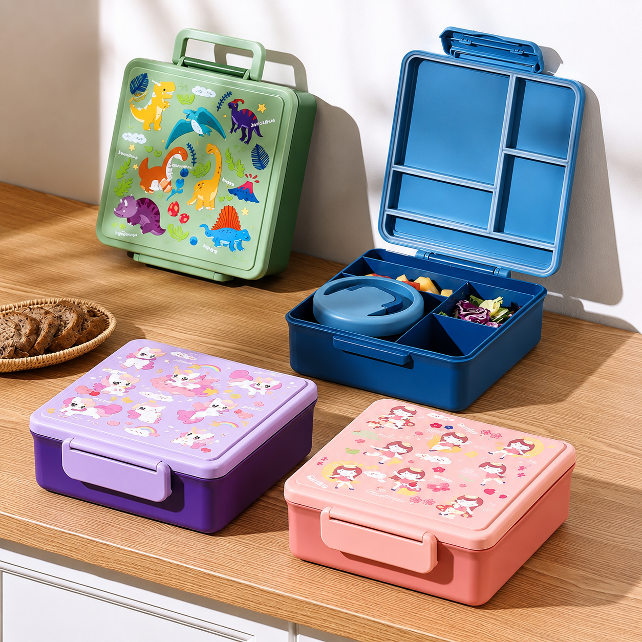 Kids 5-Compartment Lunch Box with Soup Bowl – 1800ml6