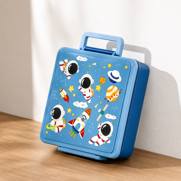 Blue Kids 5-Compartment Lunch Box with Soup Bowl – 1800ml