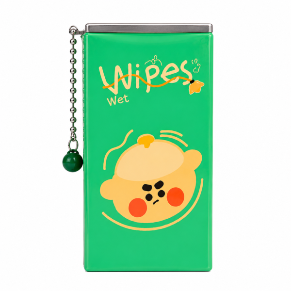 Mini Cartoon Wet Wipes Case with Refillable Wipes -Green