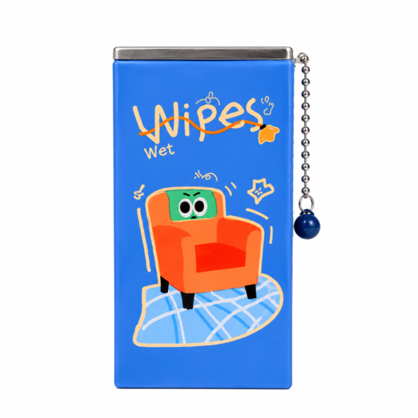 Mini Cartoon Wet Wipes Case with Refillable Wipes -Blue