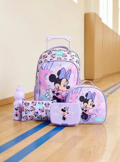 Minnie Mouse Print 5-Piece Trolley Backpack Set1