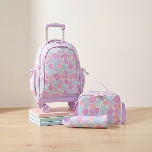New Expressions Printed 3-Piece Trolley Backpack Set