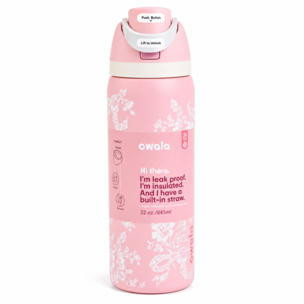 Owala FreeSip Insulated Water Bottle -Pink floral