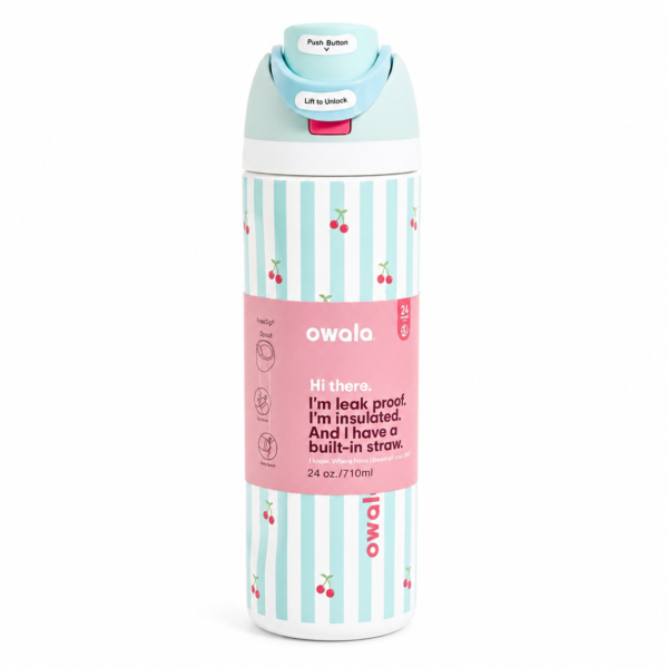 Owala FreeSip Insulated Water Bottle -Striped cherry blue