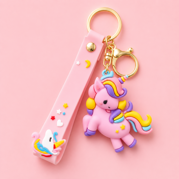 Pastel Unicorn Silicone Keychain with Wrist Strap