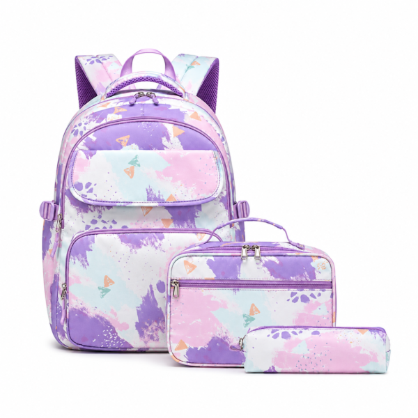 Pastel Watercolor 3-Piece School Backpack Set