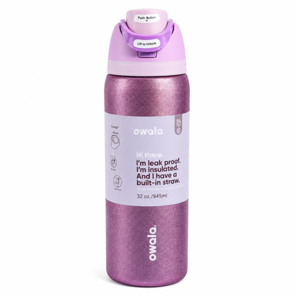 Purple glitter Owala FreeSip Insulated Water Bottle
