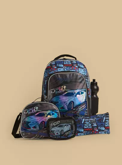 Racing Print 5-Piece Trolley Backpack Set1