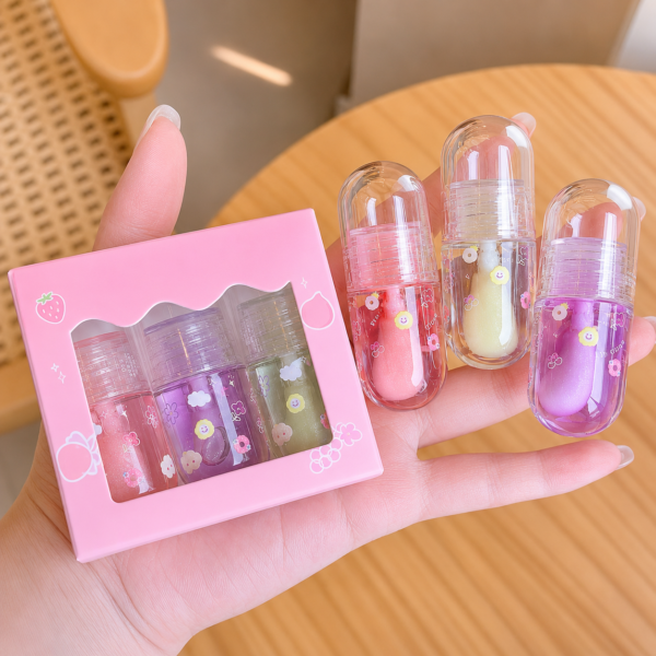 SET OF 3 Fruit Extract Mini Lip Gloss Gift Set