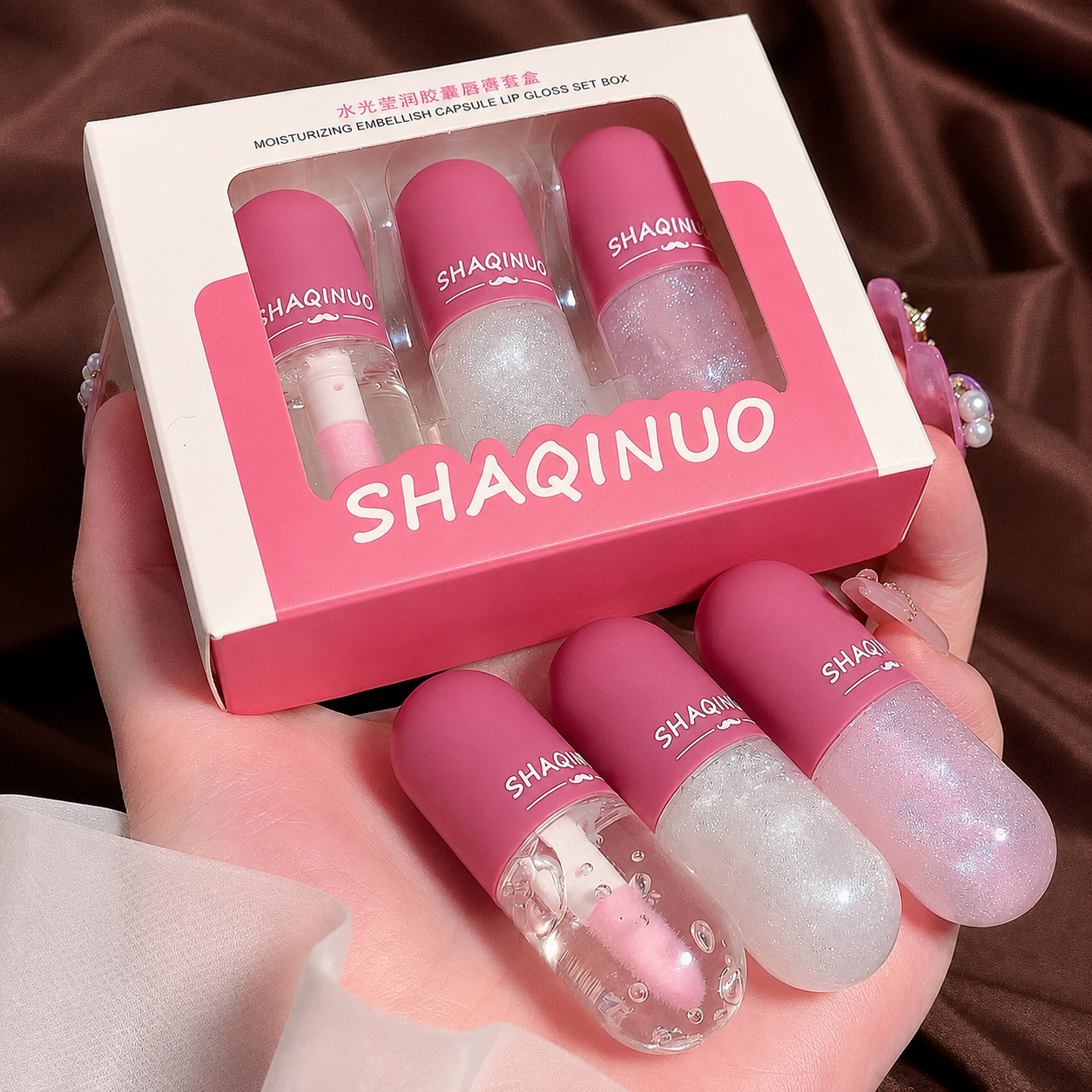 SHAQINUO 3-Piece Capsule Lip Gloss Gift Set1