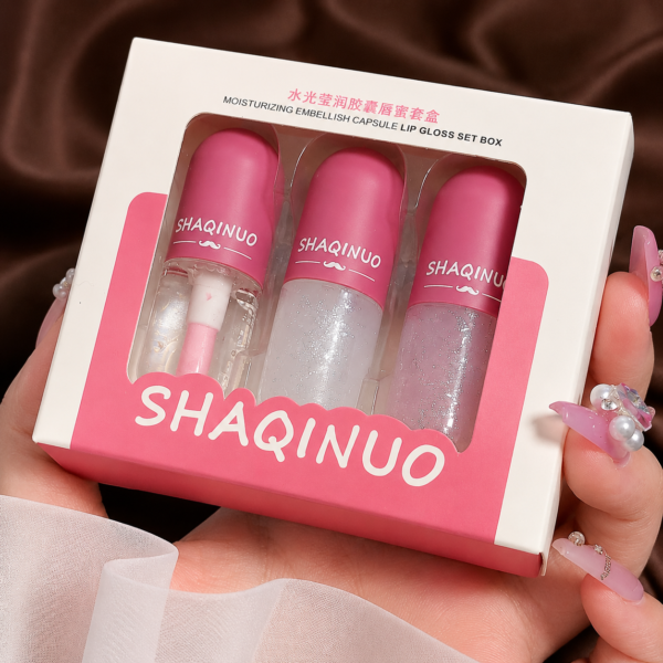 SHAQINUO 3-Piece Capsule Lip Gloss Gift Set
