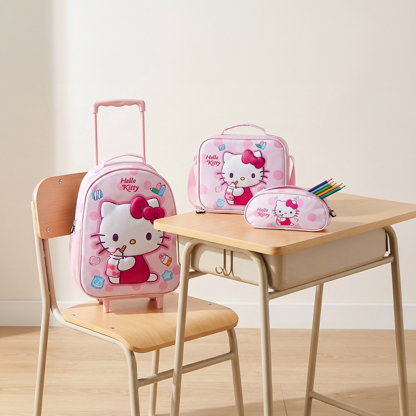 Sanrio Hello Kitty Print 3-Piece Trolley Bag Set1