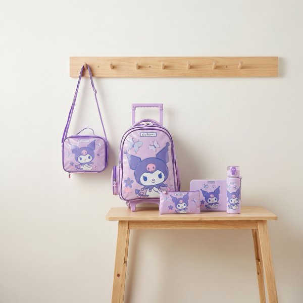 Sanrio Kuromi 5-Piece School Trolley Bag Set