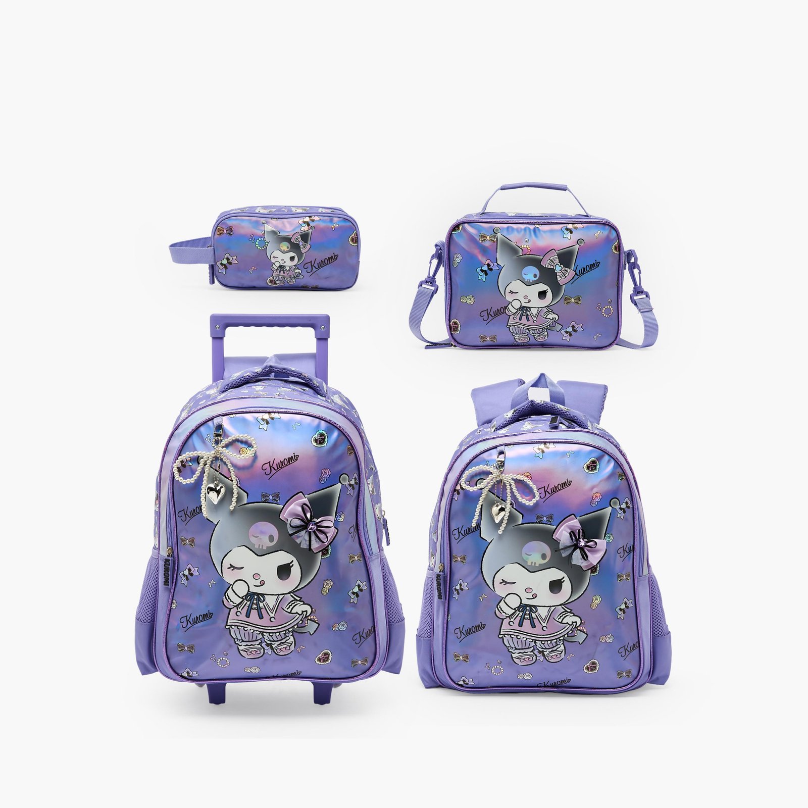 Sanrio Kuromi Print 3-piece Backpack, insulated lunch bag and pencil pouch5