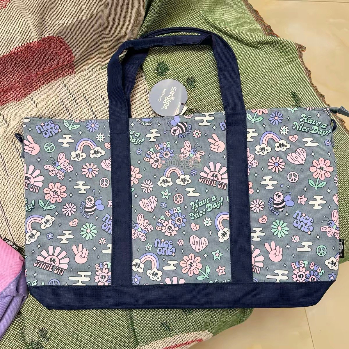 Smiggle Nice One Floral Tote Bag – Grey1