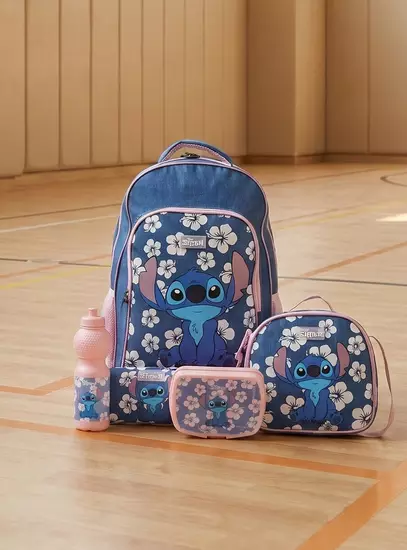 Stitch Print 5-Piece Trolley Backpack Set1
