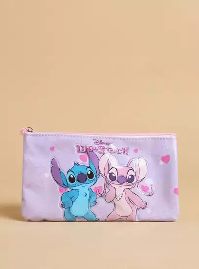Stitch and Angel Print 5-Piece Trolley Backpack Set8