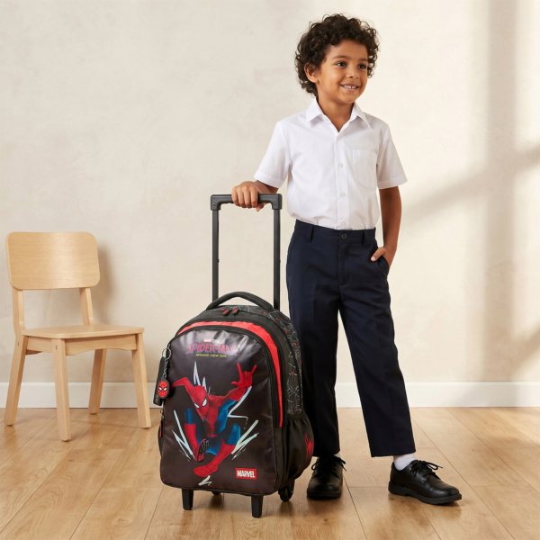 Spider-Man Print Trolley Backpack with Insulated Lunch Bag